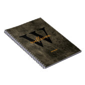 Monogram leer zwart goud script naam chic notitieboek (Rechterzijde)
