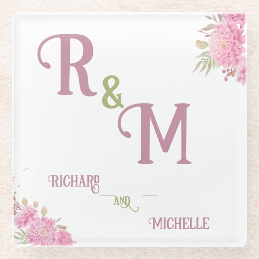 Monogram legante minimale Chic Initiaal letter Glazen Onderzetter (Voorkant)