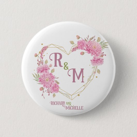 Monogram legante minimale Chic Initiaal letter Ronde Button 5,7 Cm (Voorkant)
