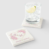 Monogram legante minimale Chic Initiaal letter Stenen Onderzetter (Zijkant)