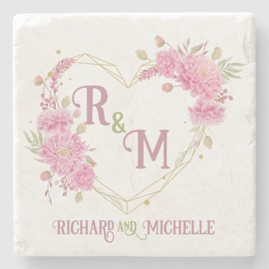 Monogram legante minimale Chic Initiaal letter Stenen Onderzetter (Voorkant)