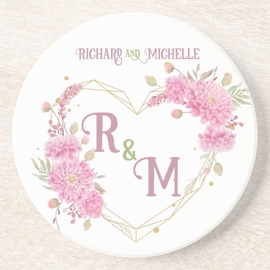 Monogram legante minimale Chic Initiaal letter Zandsteen Onderzetter (Voorkant)