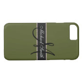 Monogram Leger Groen Kleur Achtergrond Case-Mate iPhone Case (Achterkant (Horizontaal))