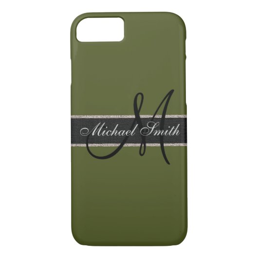 Monogram Leger Groen Kleur Achtergrond Case-Mate iPhone Case (Achterkant)