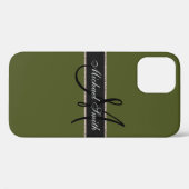 Monogram Leger Groen Kleur Achtergrond Case-Mate iPhone Case (Achterkant (horizontaal))