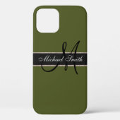 Monogram Leger Groen Kleur Achtergrond Case-Mate iPhone Case (Achterkant)