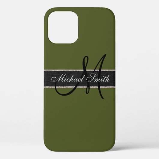Monogram Leger Groen Kleur Achtergrond Case-Mate iPhone Case (Achterkant)