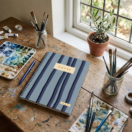 Monogram Leiste Blau Marine Streep Spiraal Notitieboek