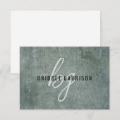 Monogram leisteen blauw grijs penseel geschilderd notitiekaartje (Voorkant / Achterkant)