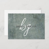 Monogram leisteen blauw grijs penseel geschilderd notitiekaartje (Voorkant / Achterkant)