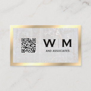 Monogram Leisteen Gouden rand QR-code Visitekaartje