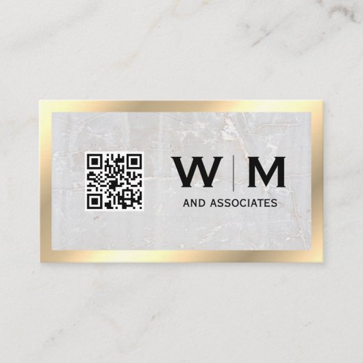 Monogram | Leisteen | Gouden rand | QR-code Visitekaartje (Voorkant)