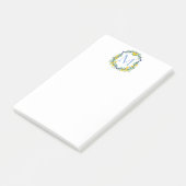 Monogram Lemon Crest, Blauw en Wit Custom Post-it® Notes (Schuin)