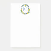 Monogram Lemon Crest, Blauw en Wit Custom Post-it® Notes (Voorkant)