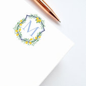 Monogram Lemon Crest, Blauw en Wit Custom Post-it® Notes