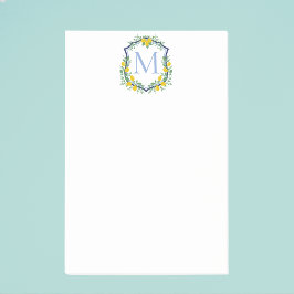 Monogram Lemon Crest, Blauw en Wit Custom Post-it® Notes
