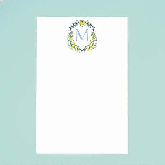 Monogram Lemon Crest, Blauw en Wit Custom Post-it® Notes