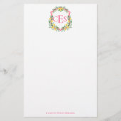Monogram Lemon Crest, Roze & Sinaasappel Custom Briefpapier (Voorkant)