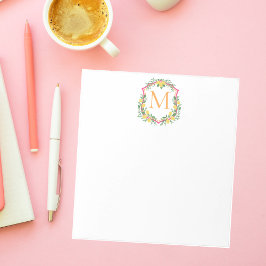 Monogram Lemon Crest, Roze & Sinaasappel Custom Notitieblok