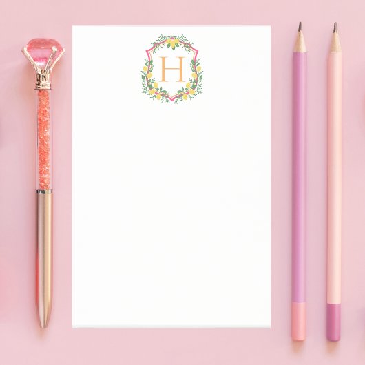 Monogram Lemon Crest, Roze & Sinaasappel Custom Post-it® Notes