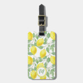 Monogram  Lemon Fruits Leaves en Flowers Bagagelabel (Voorkant verticaal)