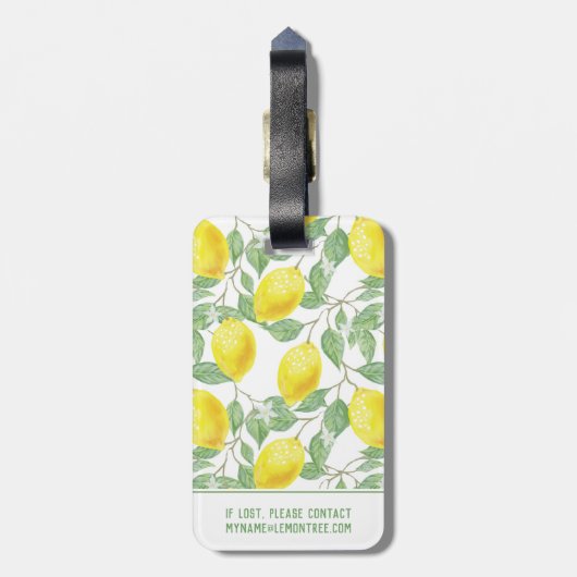 Monogram  Lemon Fruits Leaves en Flowers Bagagelabel (Achterkant verticaal)