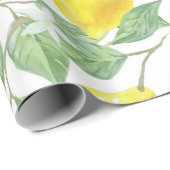 Monogram  Lemon Fruits Leaves en Flowers Cadeaupapier (Rol Hoek)