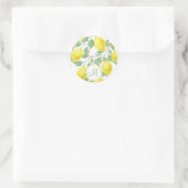 Monogram Lemon Fruits Leaves en Flowers Ronde Sticker (Tas)