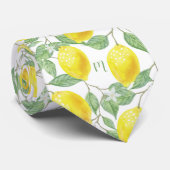 Monogram  Lemon Fruits Leaves en Flowers Stropdas (Opgerold)