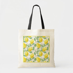 Monogram Lemon Fruits Leaves en Flowers Tote Bag