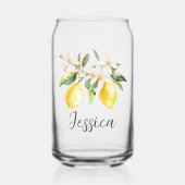 Monogram Lemon Fruits White Flowers Tree Branch Blikvorm Glas (Voorkant)