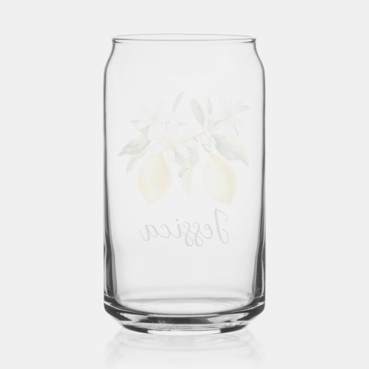 Monogram Lemon Fruits White Flowers Tree Branch Blikvorm Glas (Achterkant)