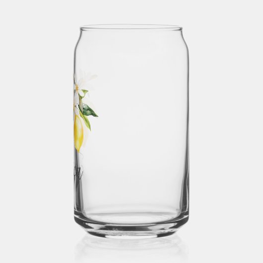 Monogram Lemon Fruits White Flowers Tree Branch Blikvorm Glas (Links)