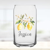 Monogram Lemon Fruits White Flowers Tree Branch Blikvorm Glas