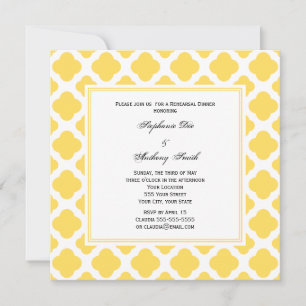 Monogram Lemon Geel en Wit Quatrefoil Patroon Kaart