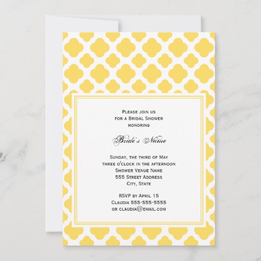 Monogram Lemon Geel en Wit Quatrefoil Patroon Kaart (Voorkant)