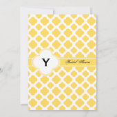 Monogram Lemon Geel en Wit Quatrefoil Patroon Kaart (Achterkant)