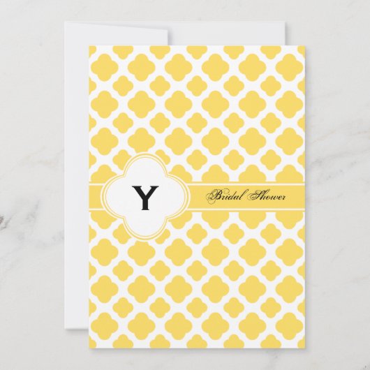 Monogram Lemon Geel en Wit Quatrefoil Patroon Kaart (Achterkant)