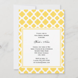 Monogram Lemon Geel en Wit Quatrefoil Patroon Kaart