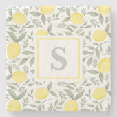 Monogram Lemon Pattern Stenen Onderzetter (Voorkant)
