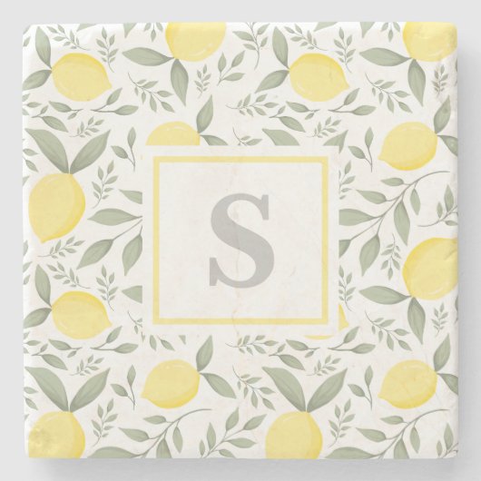 Monogram Lemon Pattern Stenen Onderzetter (Voorkant)