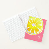 Monogram Lemon Waterverf Modern Roze Notitieboek (Binnen)