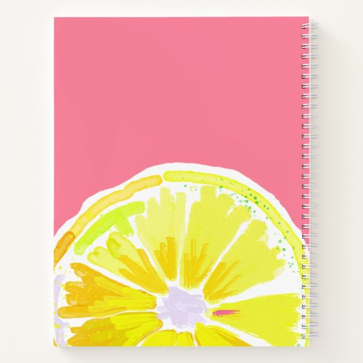 Monogram Lemon Waterverf Modern Roze Notitieboek (Achterkant)