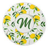 Monogram Lemons en Leaves Pattern Keramische Knop (Voorkant)