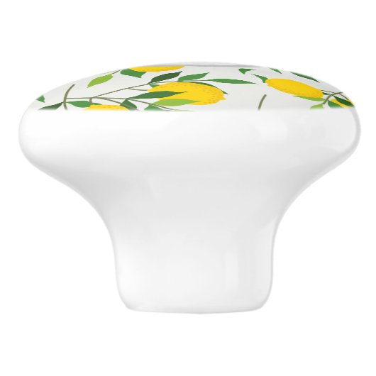 Monogram Lemons en Leaves Pattern Keramische Knop (Zijkant)