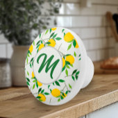 Monogram Lemons en Leaves Pattern Keramische Knop