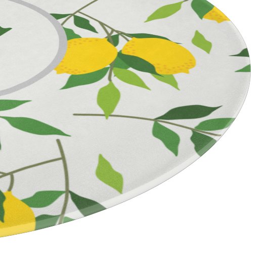 Monogram Lemons en Leaves Pattern Snijplank (Hoek)