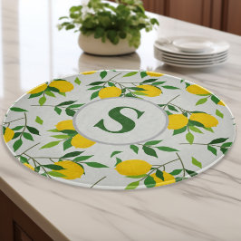 Monogram Lemons en Leaves Pattern Snijplank