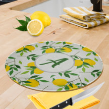 Monogram Lemons en Leaves Pattern