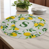 Monogram Lemons en Leaves Pattern Snijplank